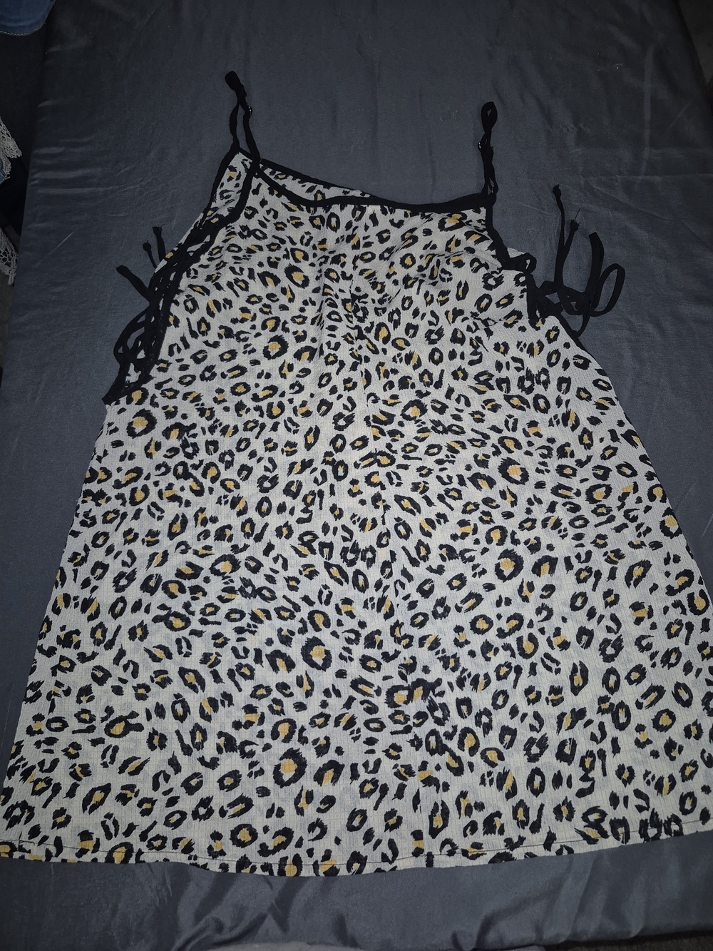 No Boundaries Black and White Leopard Print Cami with Gold Accents